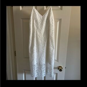 White House Black Market size 8 white lace appliqué dress